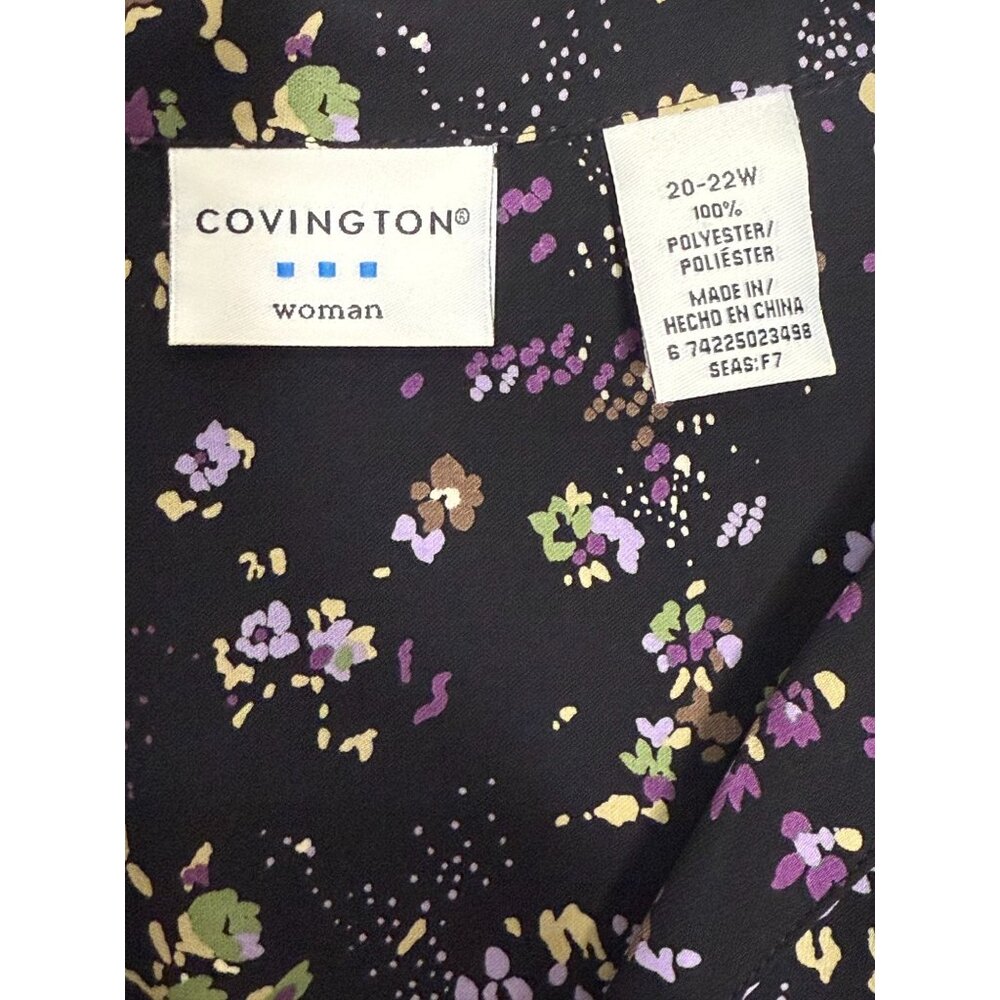 Covington Full Button Front Blouse Dark Floral Plus Sz 20-22W‎ Feminine Romantic - Picture 5 of 10
